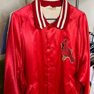 Vintage Cardinals Baseball Red Varsity Jacket with Embroidered Logo